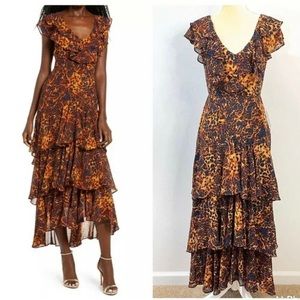 chelsea tiered ruffle maxi dress Wayf Chelsea Tiered Ruffle Maxi Dress In Black Bird Of Paradise